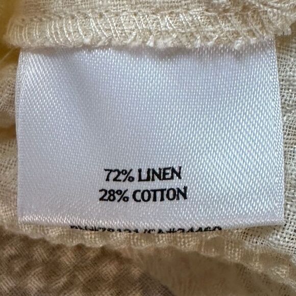 Eileen Fisher Textured Linen Blend Button Front Crew Neck Soft Yellow Size L - Picture 4 of 7